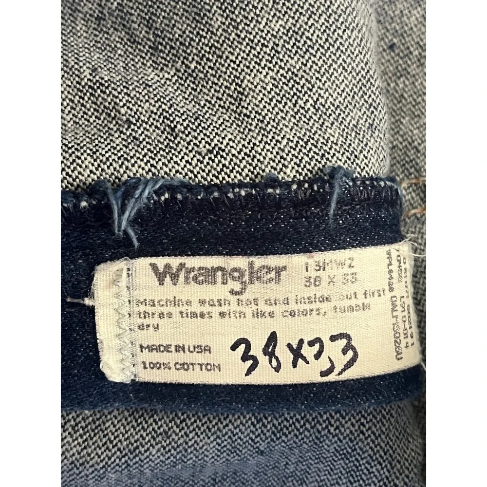 Vintage Wrangler 13MWZ Cowboy Cut Jeans Mens 38x33 Made in USA Indigo Denim